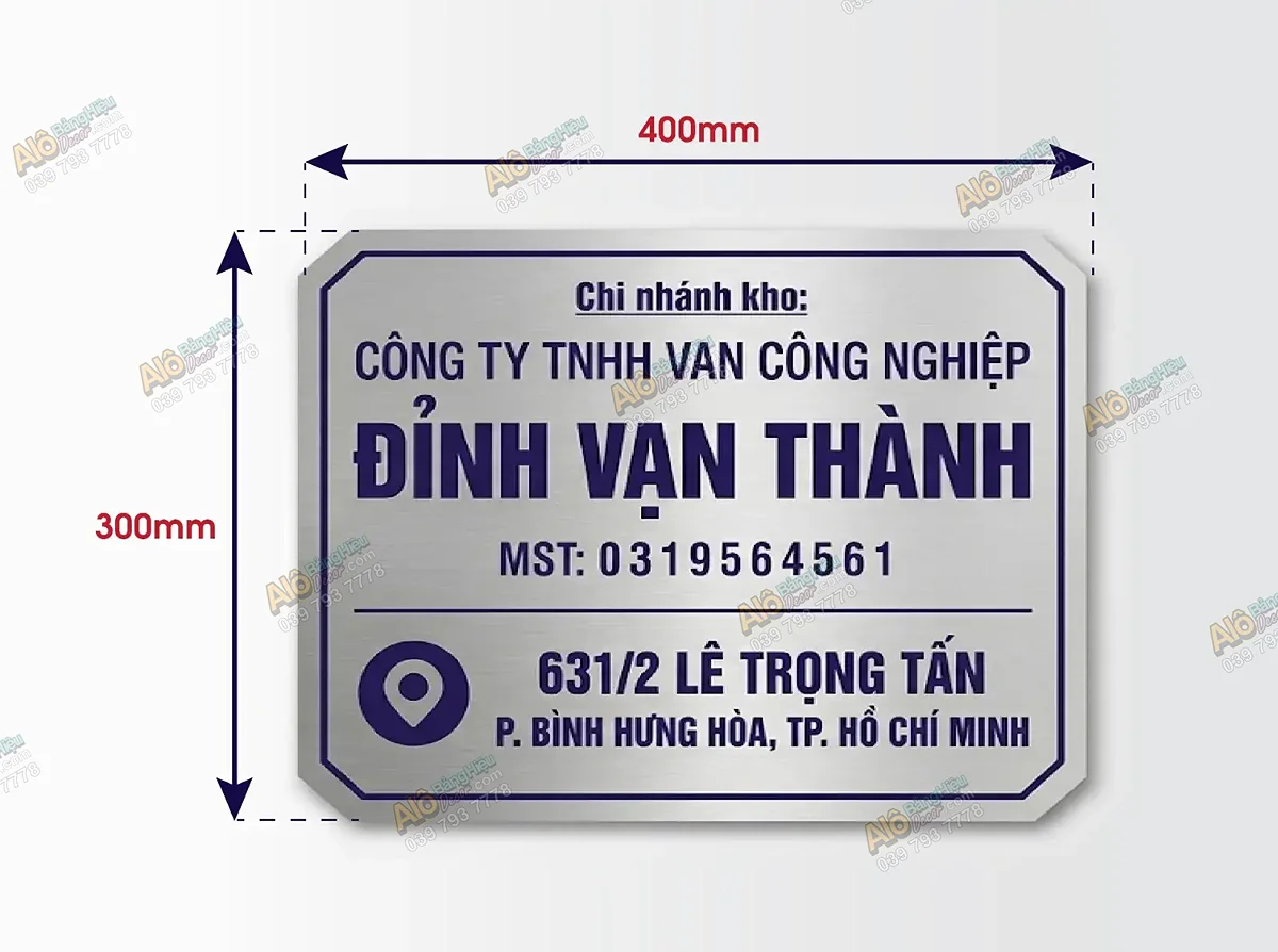 Bảng Tên Công Ty Alu Xước Bạc In UV – Sang Trọng, Bền Đẹp Và Chuyên Nghiệp